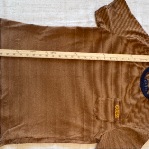 GUESS Men's Striped Tee Y2K Retro Streetwear Pocket Logo T-Shirt - Picture 3 of 6